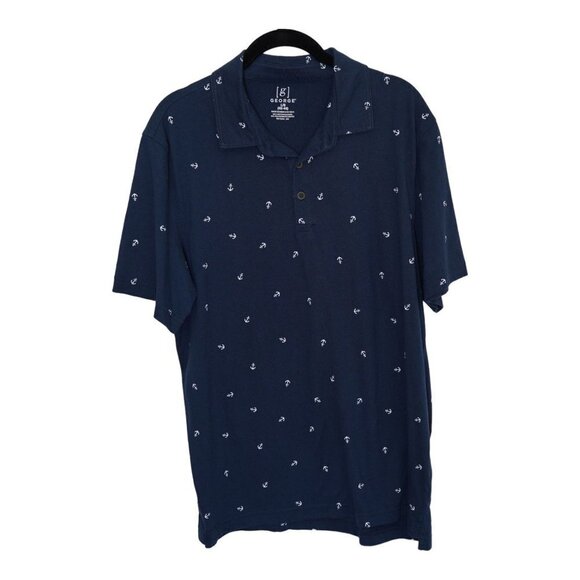 EUC [g] GEORGE Polo Blue Cove Anchor Sz‎ L - Picture 1 of 7